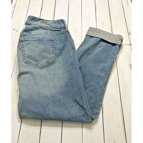 torrid Denim - Torrid Jeans Crop Boyfriend Straight Size 16S Blue Distressed Straight Leg Ankle